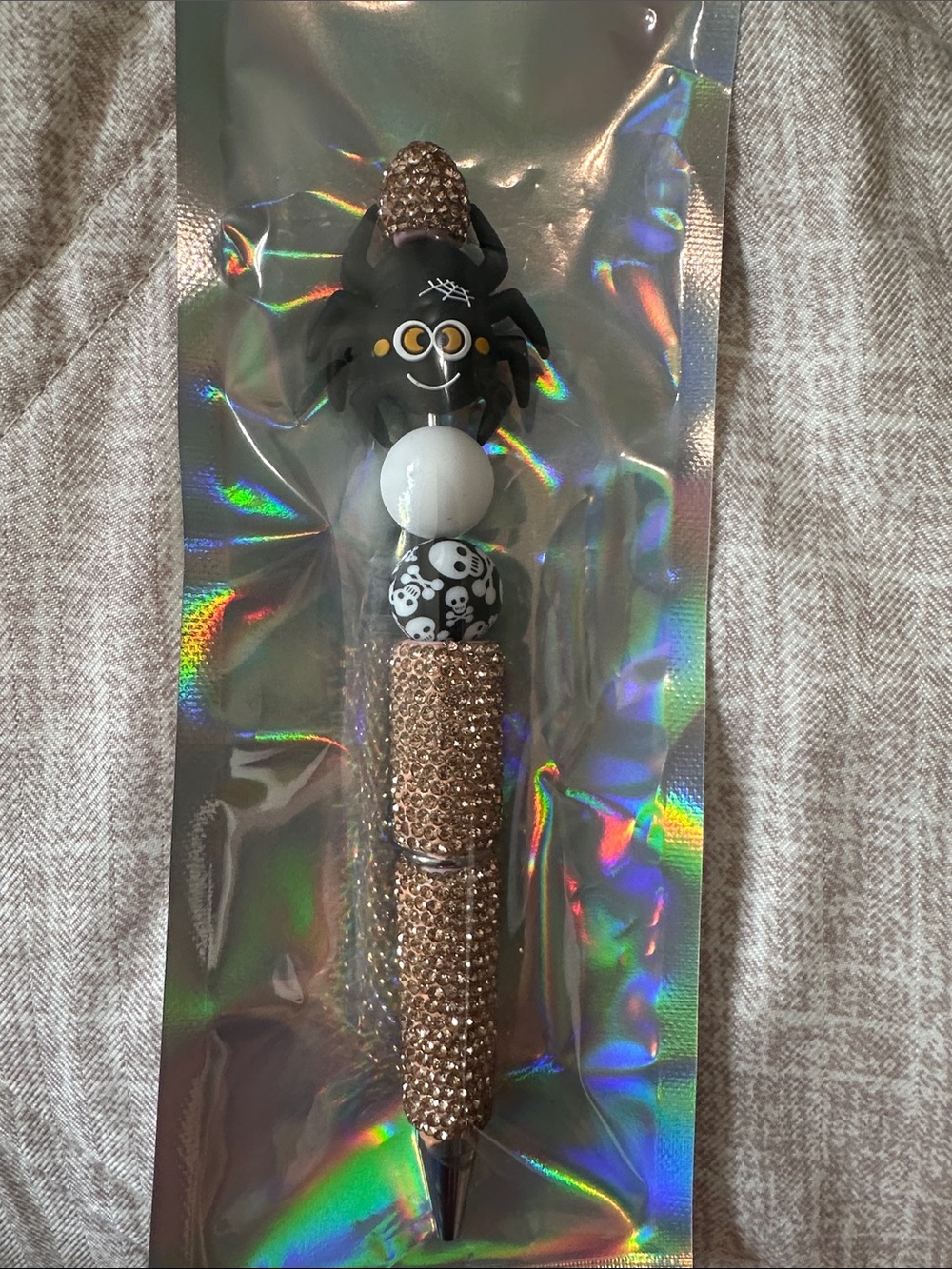 Halloween Spider Ballpoint Pen with Rose Gold Crystals - Women Accessories
